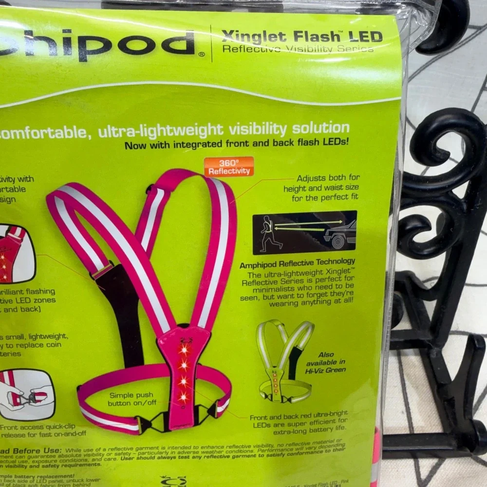 Amphipod Xinglet Flash LED Reflective Vest OS Pink High Visibility Running Gear - Picture 3 of 3